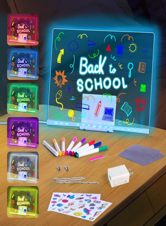 AGENTLAN LED Drawing Board, 13.8"X10", Acrylic Note Board with Colors, Include Adapter, Acrylic Dry Erase Pad with Light 4 Modes & 7 Colors, 8 Markers, Stand, Hanging Chain, 2 Gel Clings, Holiday Gift - Image 1
